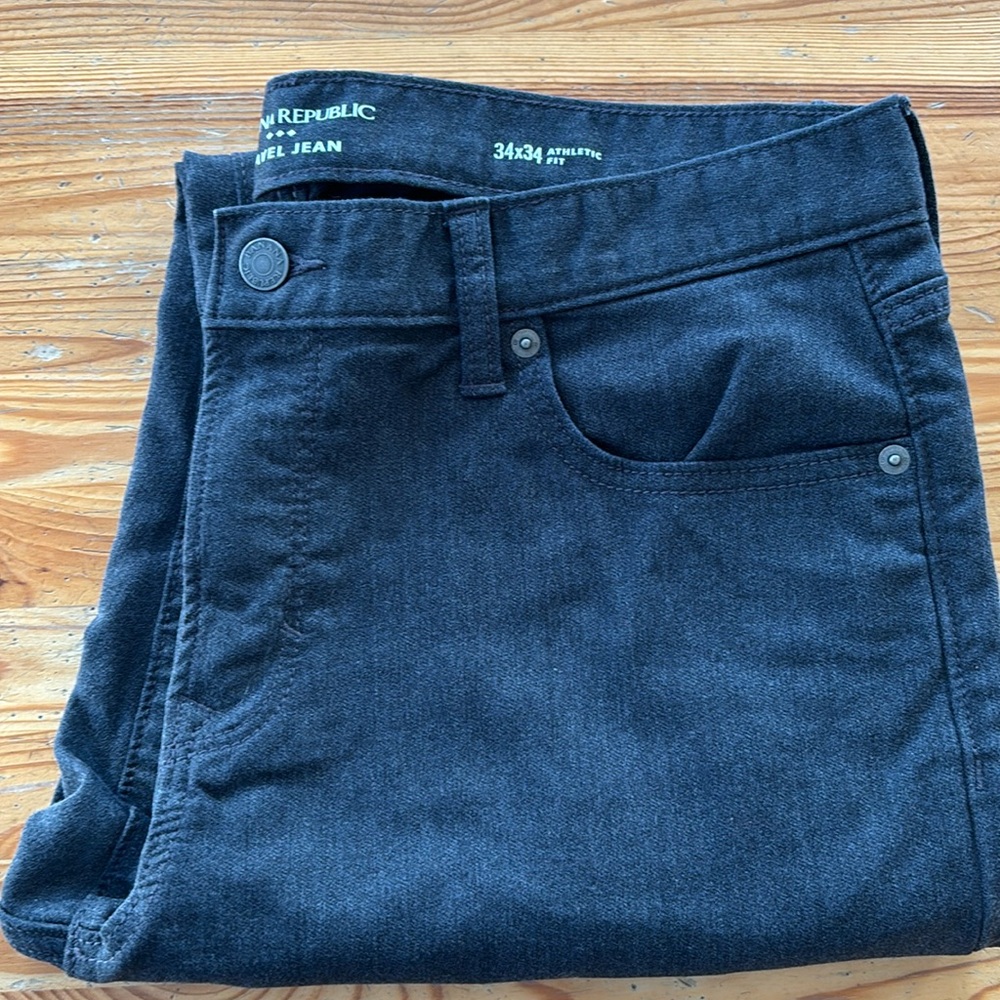 Banana Republic Dark Gray/black Denim Travel Jean